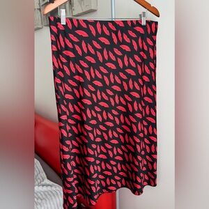Ann Taylor Black and Red Lip Print Fabric